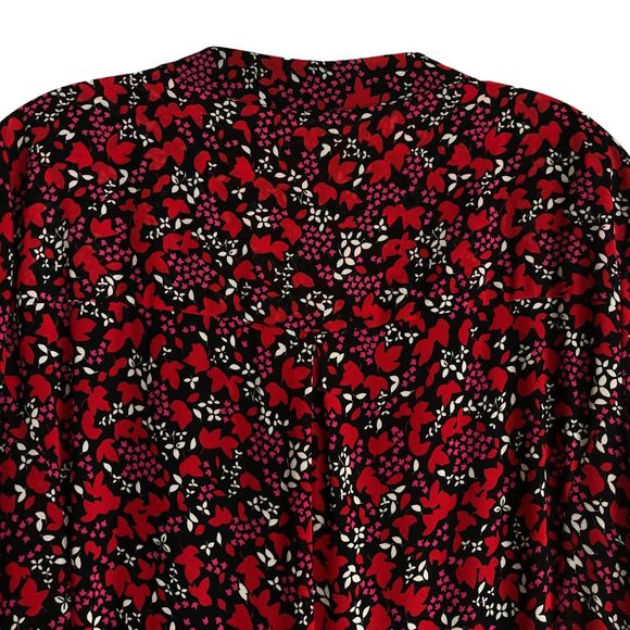 Michael Kors Women's Midi Shirt Dress Size XL Floral Chiffon Long Sleeve Lined - Picture 10 of 10